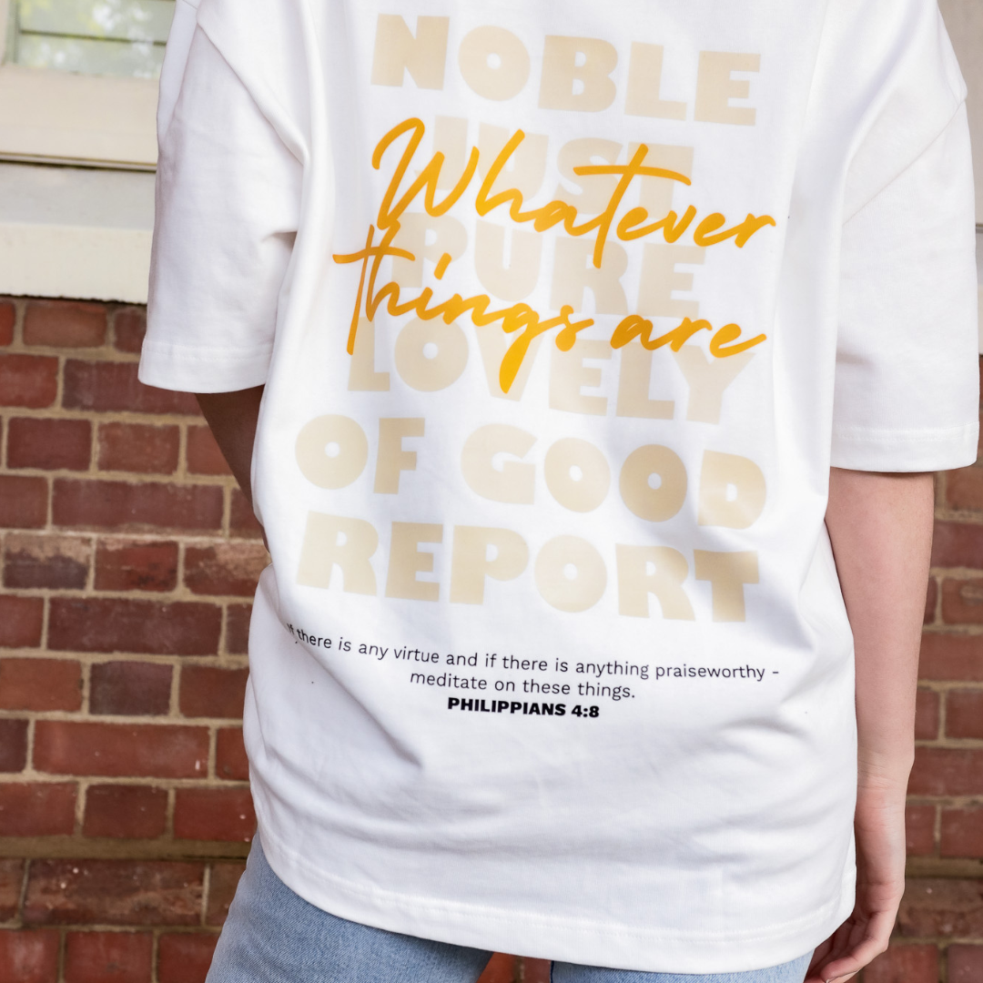 OVERSIZED STREETWEAR T-SHIRT | Whatever Things Are — White