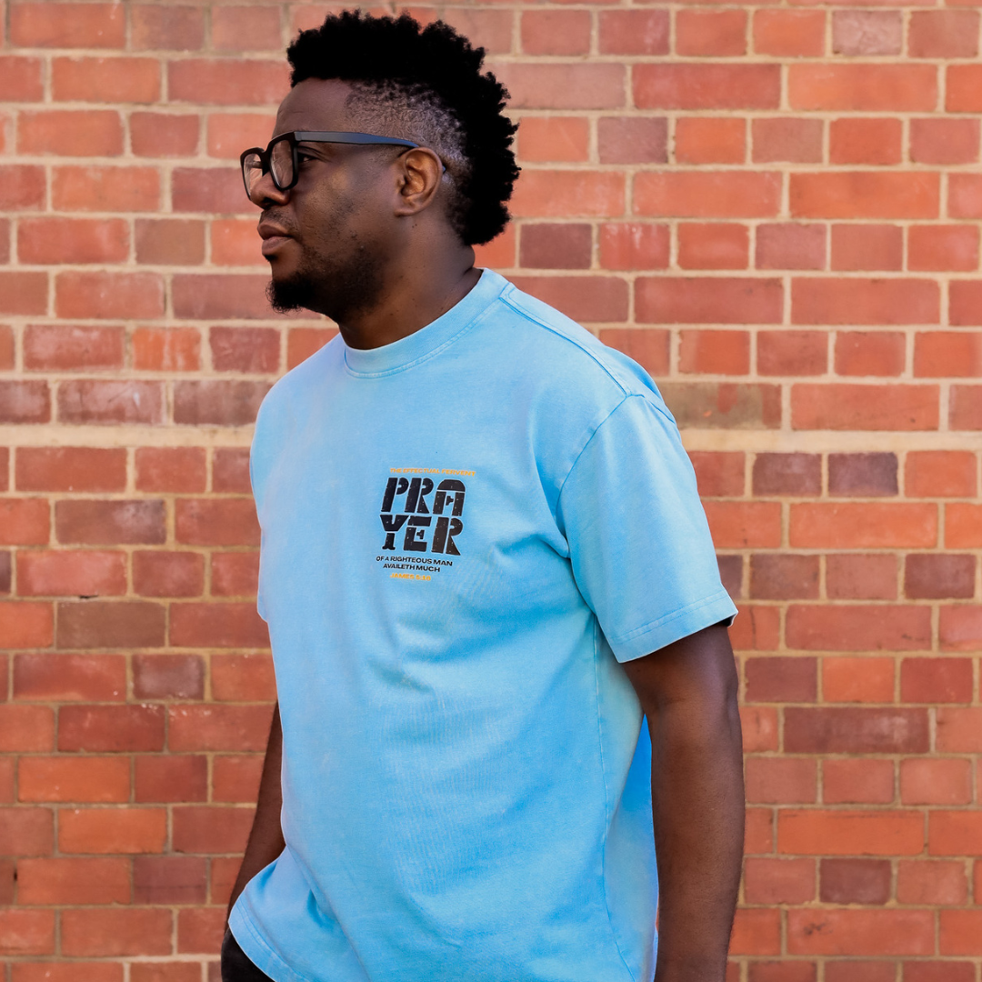 HEAVYWEIGHT WASHED T-SHIRT | Prayer of A Righteous Man — Blue