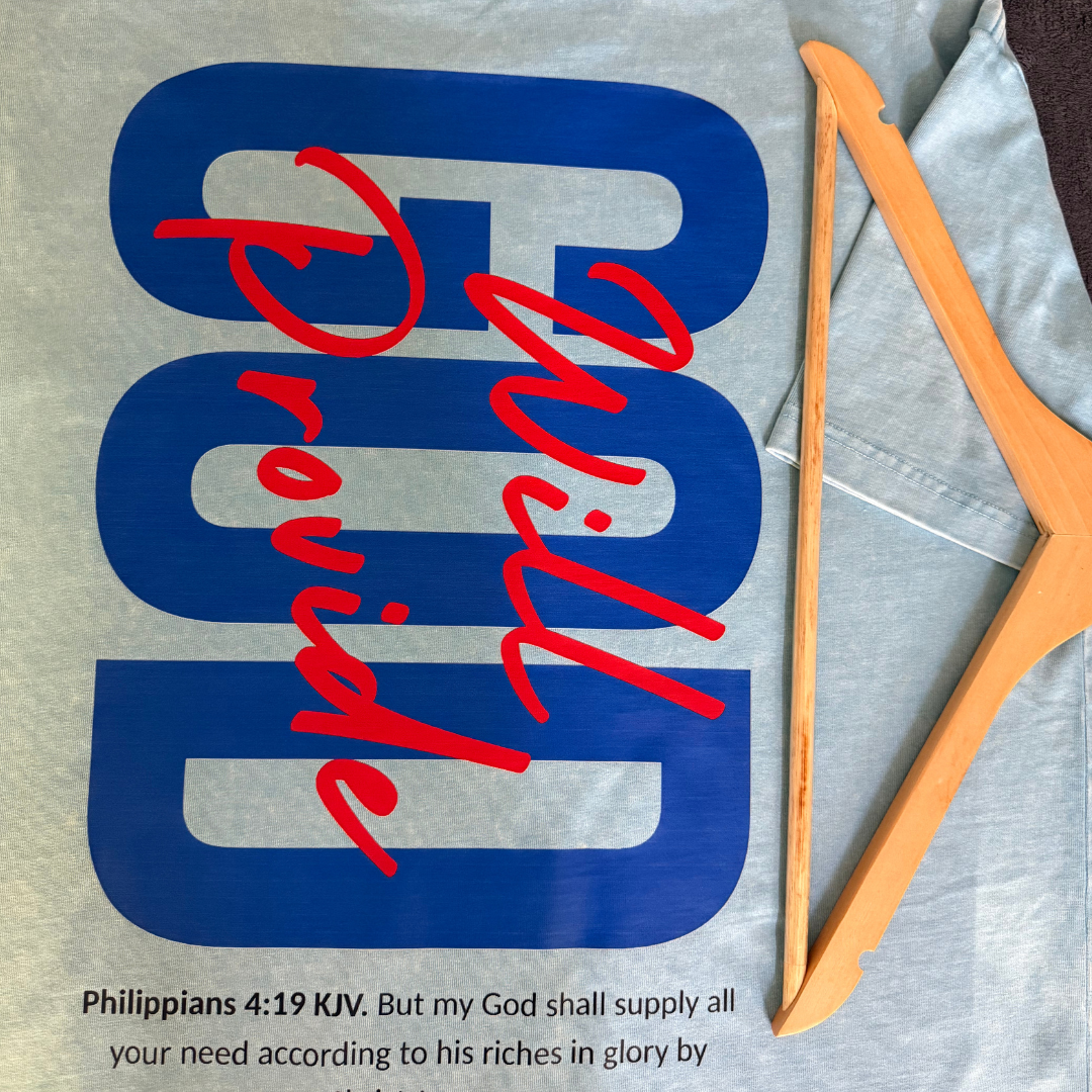 HEAVYWEIGHT ACID WASHED T-SHIRT | God Will Provide — Blue T-shirt